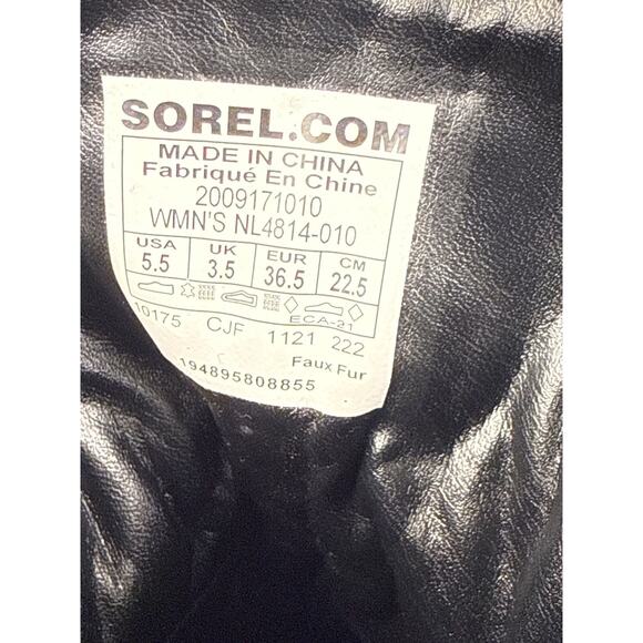 Sorel Brex Heel Cozy Lace Bootie Womens 5.5 Black Leather Faux Shearling - Picture 9 of 11